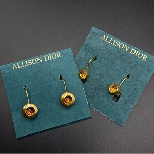 ALLISON DIOR Gold Tone Pierced Earrings Pair NEW